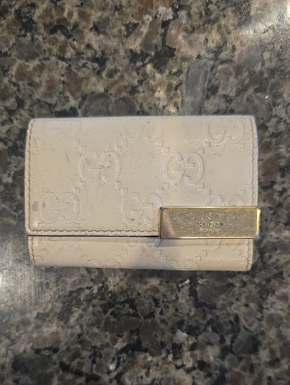 Gucci Cream Monogram Leather Key Holder